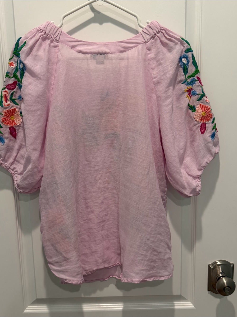 Sundance Catalog Womem’s Embroidered Vallejo Top Blouse Semi Sheer Pink Size M - Picture 6 of 9